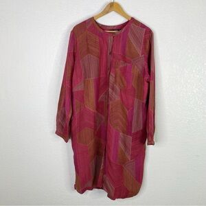 Gudrun Sjoden Red Orange Abstract Geometric Print Tunic Dress